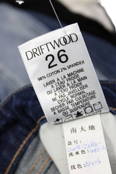 Driftwood Women Dark Blue Ankle Cropped Jeans High Rise Button Size 26