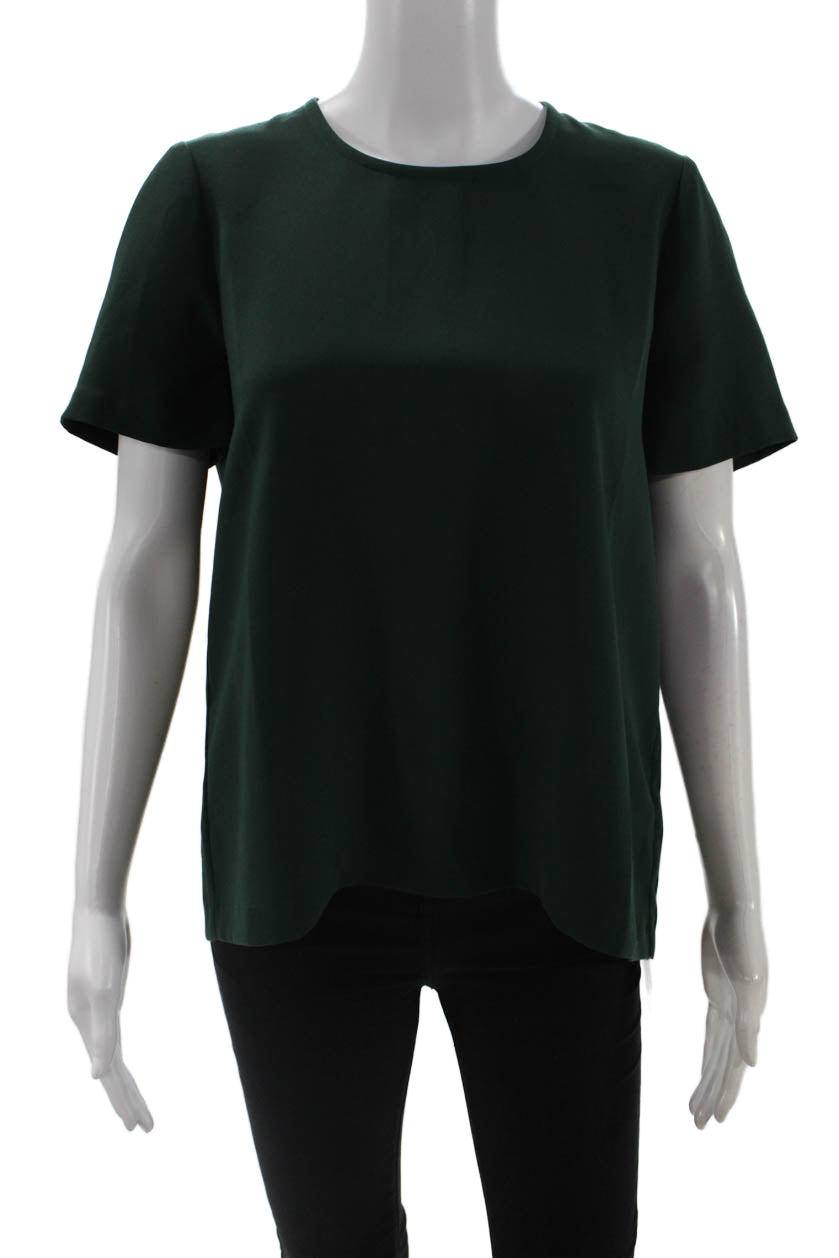 Madewell Womens Green Short Sleeve Button Up Blouse Round Neck Size S
