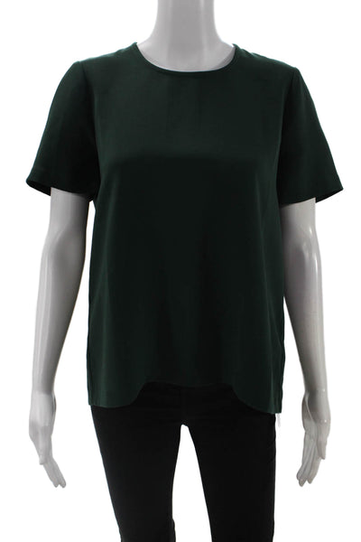 Madewell Womens Green Short Sleeve Button Up Blouse Round Neck Size S