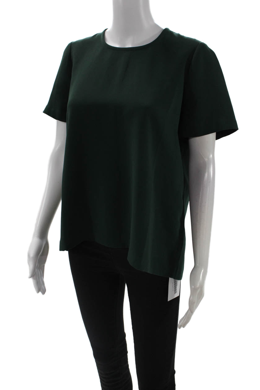 Madewell Womens Green Short Sleeve Button Up Blouse Round Neck Size S