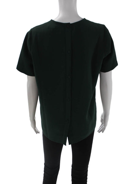 Madewell Womens Green Short Sleeve Button Up Blouse Round Neck Size S