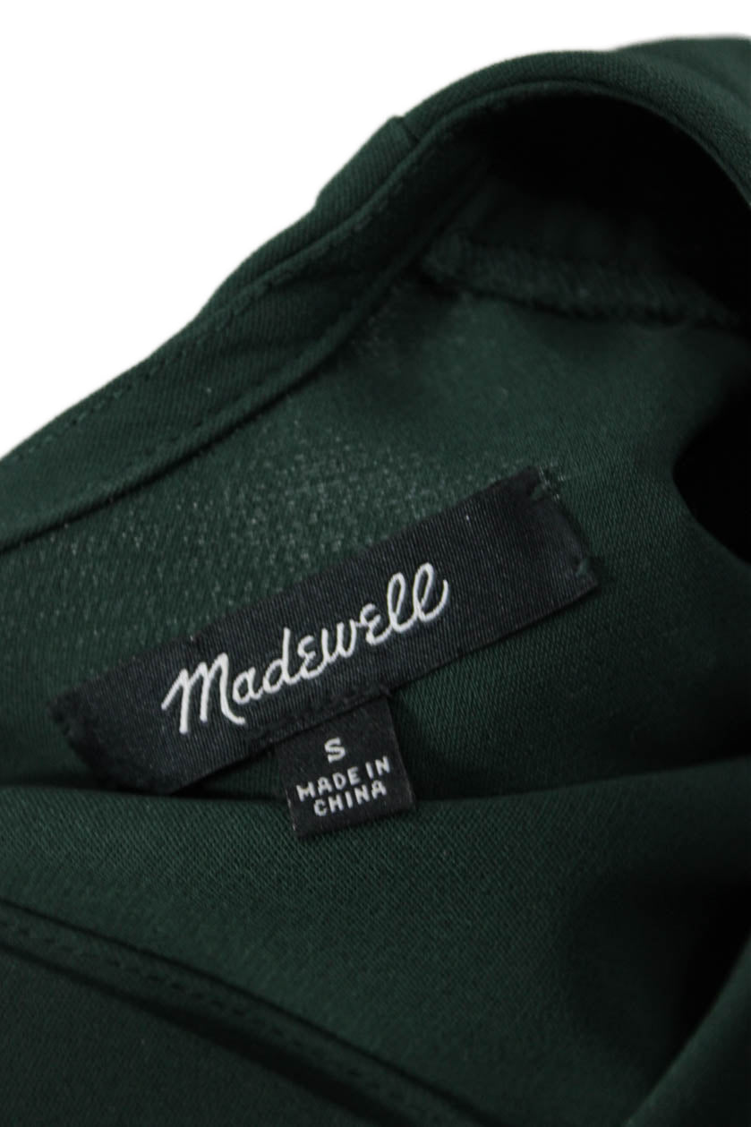 Madewell Womens Green Short Sleeve Button Up Blouse Round Neck Size S