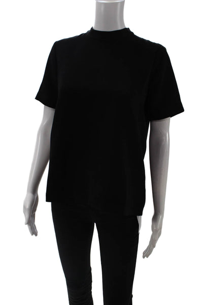 Madewell Women Basic Black Mock Neck Short Sleeve T-Shirt Size S