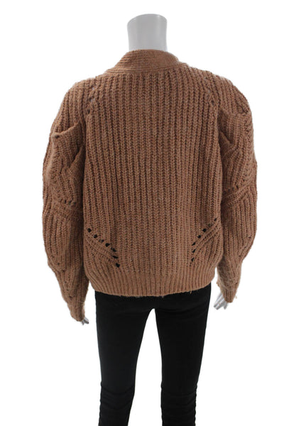 Driftwood Womens Bohemian Brown V-Neck Button Cardigan Long Sleeve Size S