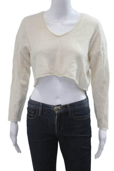 The Group Babaton Womens Cashmere V Neck Long Sleeve Pullover Beige Size XS