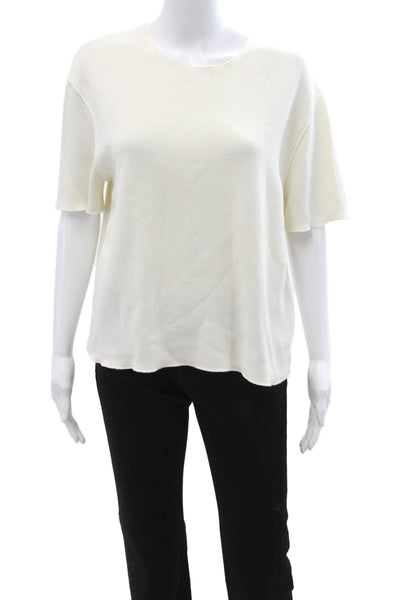 Zara Women Basic White Crew Neck Short Sleeve T-Shirt Size S