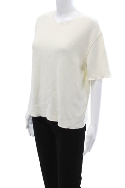 Zara Women Basic White Crew Neck Short Sleeve T-Shirt Size S