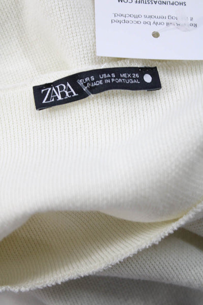 Zara Women Basic White Crew Neck Short Sleeve T-Shirt Size S