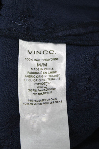 Vince Womens Kaftan Dress Dark Blue Floral Long Sleeve Rayon Full Length Size M