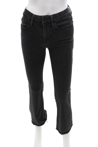 Frame Denim Women Black Cropped Skinny Mid Rise Jeans Size 24
