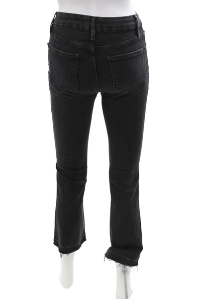 Frame Denim Women Black Cropped Skinny Mid Rise Jeans Size 24