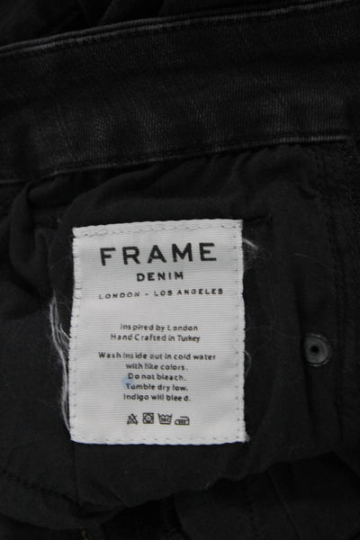 Frame Denim Women Black Cropped Skinny Mid Rise Jeans Size 24