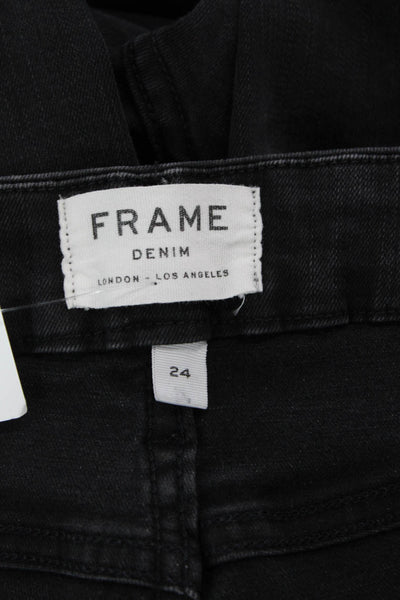 Frame Denim Women Black Cropped Skinny Mid Rise Jeans Size 24