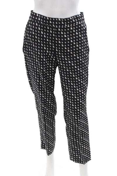Theory Womens Ankle Cropped Silk Geometric Pants Black Size 0