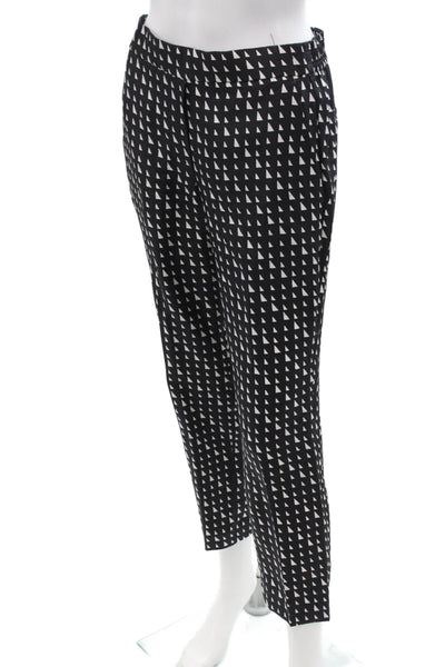 Theory Womens Ankle Cropped Silk Geometric Pants Black Size 0