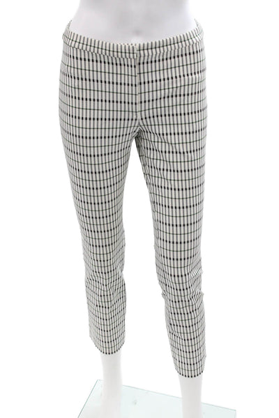 Theory Women Cropped Ankle Dress Pants White Check Size 0