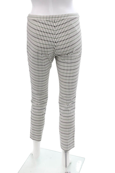 Theory Women Cropped Ankle Dress Pants White Check Size 0