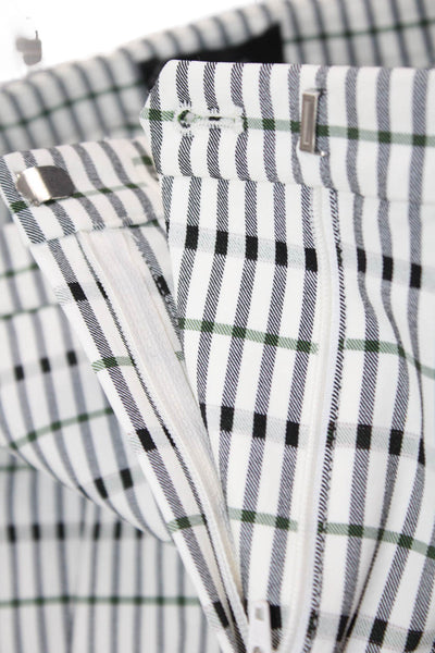 Theory Women Cropped Ankle Dress Pants White Check Size 0