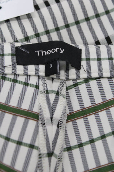 Theory Women Cropped Ankle Dress Pants White Check Size 0