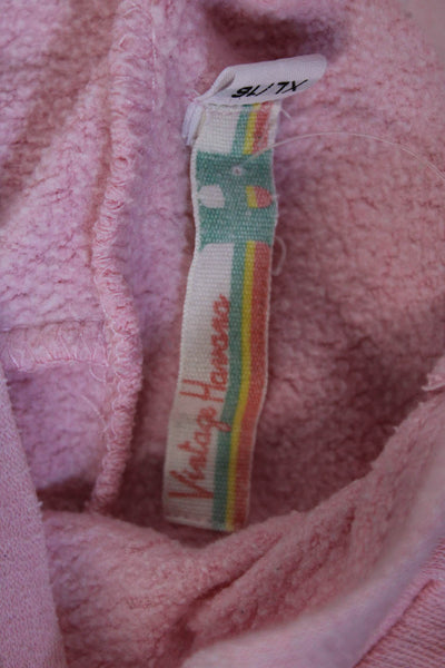 Vintage Havana Childrens Girls Full Zipper Hoodie Pink Cotton Size 16