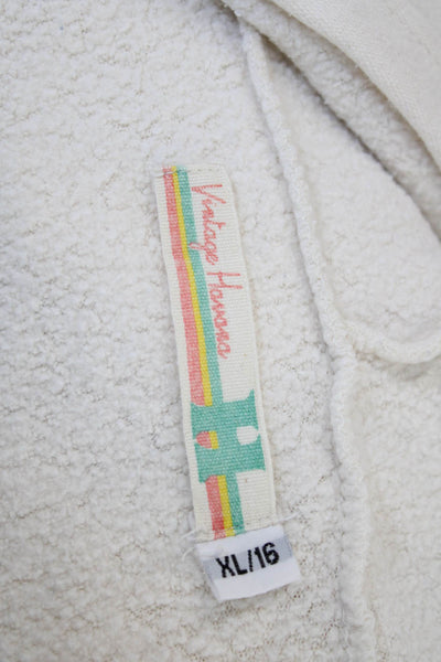Vintage Havana Childrens Girls Full Zipper Hoodie White Cotton Size 16