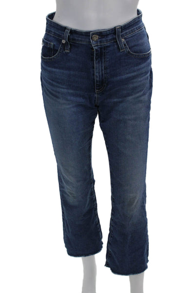 AG Womens Cropped Jeans Dark Blue Mid Rise Button Fly Inseam 26 Size 27