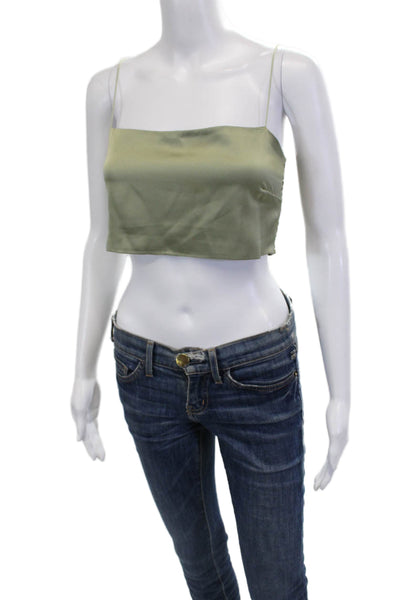 Show Me Your Mumu Women Green Cropped Camisole Sq Neck Boho Size L