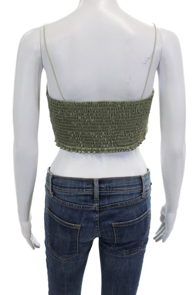 Show Me Your Mumu Women Green Cropped Camisole Sq Neck Boho Size L