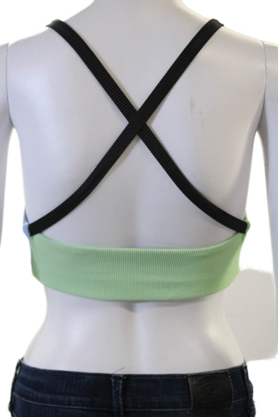 Beach Riot Womens Ribbed Knit Colorblock Sports Bra Black Blue Green Small