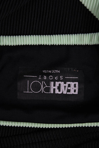 Beach Riot Womens Ribbed Knit Colorblock Sports Bra Black Blue Green Small