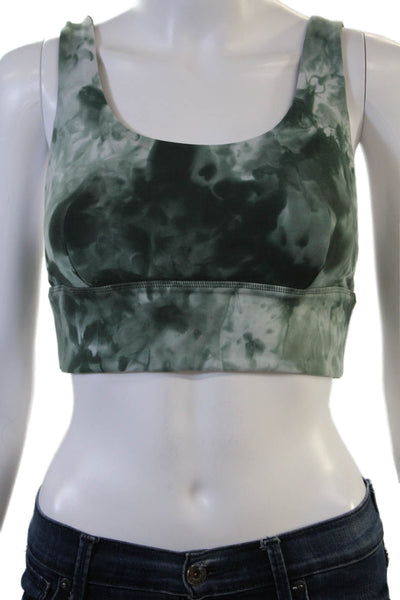 Lululemon Womens Scoop Neck Stretch Knit Tie Dyed Sports Bra Green Size 4