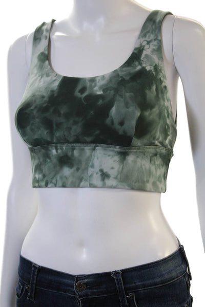 Lululemon Womens Scoop Neck Stretch Knit Tie Dyed Sports Bra Green Size 4