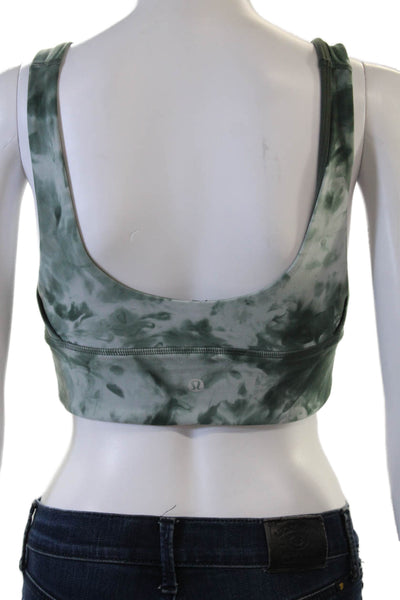 Lululemon Womens Scoop Neck Stretch Knit Tie Dyed Sports Bra Green Size 4