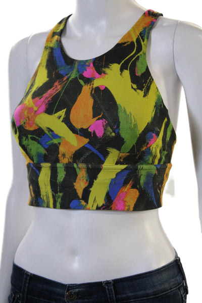 Lululemon Women Multicolor Abstract Polyester Round Neck Sleeveless Bra Size 6