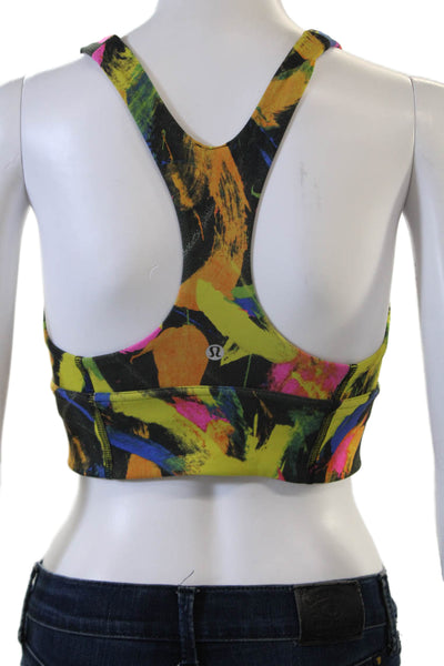 Lululemon Women Multicolor Abstract Polyester Round Neck Sleeveless Bra Size 6