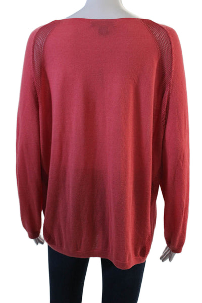 L.K. Bennett Womens Red Pullover Viscose Cotton Wool Size XL