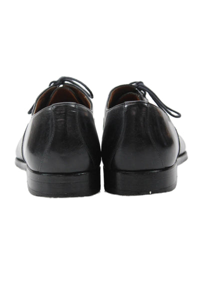 Bruno Magli Mens Leather Lace Up Oxford Shoes Solid Black Size 9M