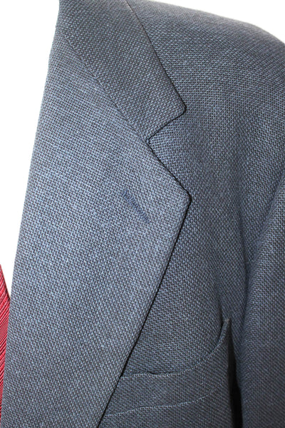 Louis Boston Mens Dark Blue Wool Silk Blazer Button Collared Size 52