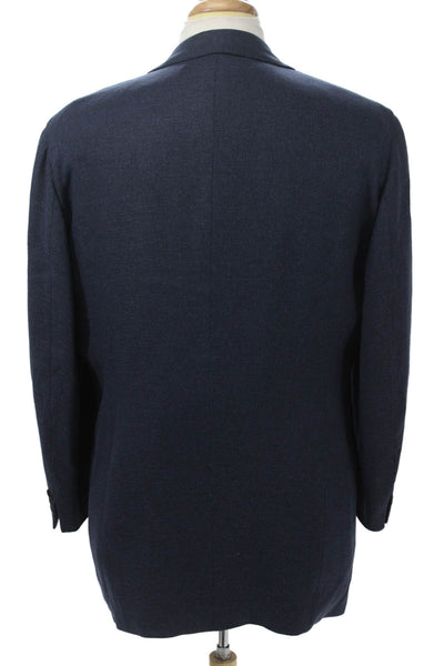 Louis Boston Mens Dark Blue Wool Silk Blazer Button Collared Size 52