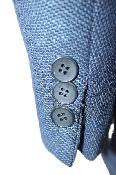Louis Boston Mens Dark Blue Wool Silk Blazer Button Collared Size 52
