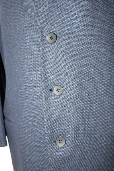 Louis Boston Mens Dark Blue Wool Silk Blazer Button Collared Size 52