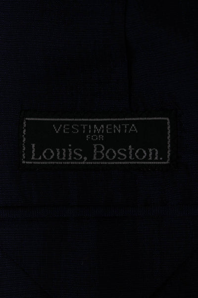 Louis Boston Mens Dark Blue Wool Silk Blazer Button Collared Size 52