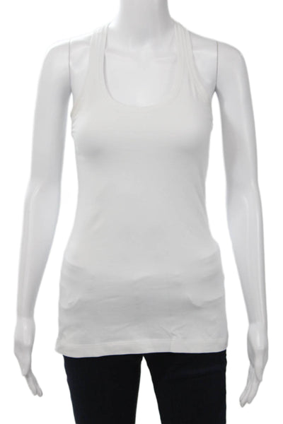 Lululemon Womens White Cotton Sleeveless Basic Tank Round Neck Size 6