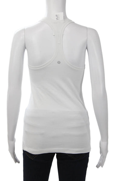 Lululemon Womens White Cotton Sleeveless Basic Tank Round Neck Size 6