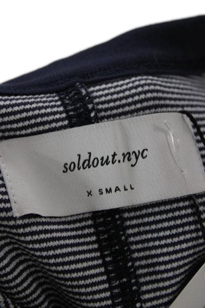 Sold Out Women Cropped Ringer Tank Navy Striped Crew Neck Sleeveless Size XS