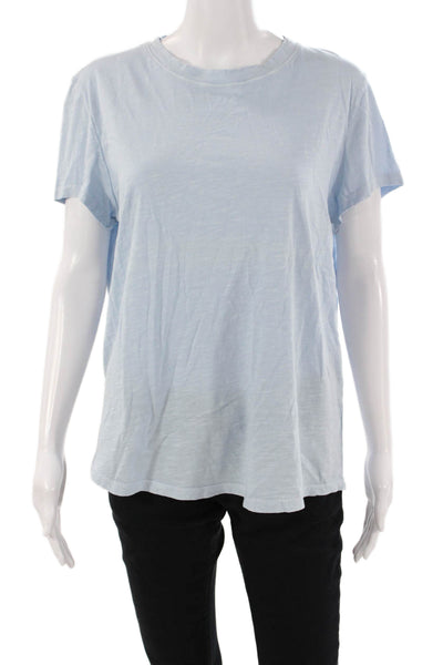 Lejule Women Light Blue Basic Short Sleeve T-Shirt Supima Cotton Size L