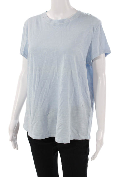 Lejule Women Light Blue Basic Short Sleeve T-Shirt Supima Cotton Size L