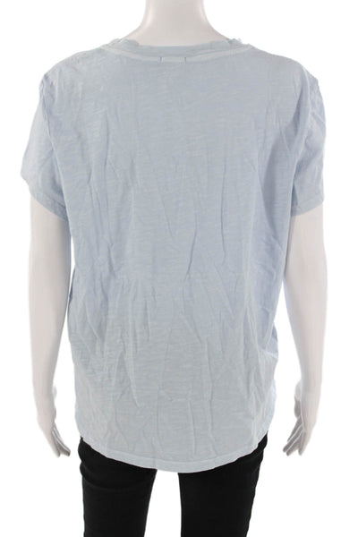 Lejule Women Light Blue Basic Short Sleeve T-Shirt Supima Cotton Size L
