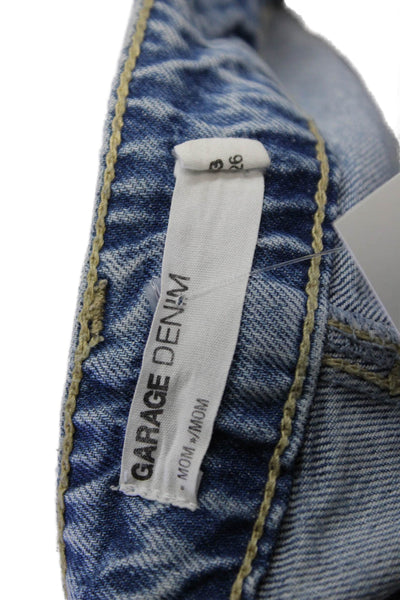 Garage Womens Juniors Cropped Mom Jeans Blue Mid Rise Button Fly Size 3