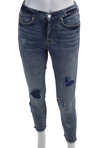 7 For All Mankind Women Ankle Skinny Blue Mid Rise Jeans Size 24